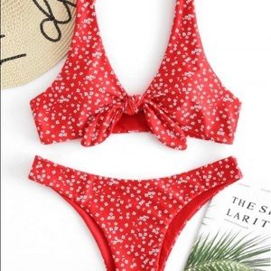 NWT Zaful Tiny Floral Low Waisted Knot Bikini